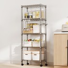 5-tier Metal Wire Shelving Unit With Wheels 62 h Adjustable Storage Rack Kitchen