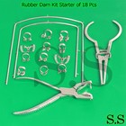 Rubber Dam Kit Starter Of 18 Pcs With Frame Punch Clamps Dental Instrumen Dn-592