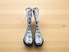 Handmade Silver Wrestling Boots  Pro Wrestling Shoes  Leather Wrestling Boots