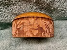 Vintage Turned   Carved Wooden Bowl W floral Relief Design