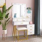 Vanity Set Desk With Lighted Mirror Makeup Dressing With 4 Drawers And Stool