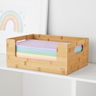 Bamboo Open Front Medium 2 Piece Organizing Storage Bins Kitchen Bedroom Home