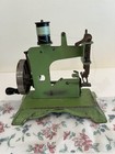 Vtg Sewing Machine Child Metal Green Hand Crank Unmarked 1930s 