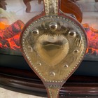 Vintage Brass Heart Fireplace Bellows Handcrafted Wood Leather Copper 20 