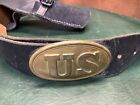 Us Civil War Reenactment Leather Belt Us Buckle W  Ammo Pouch   Bayonet Holder