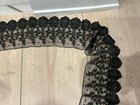 French Antique Real Chantilly Black Lace  Flounce Edging Floral Design 1890 1900