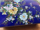 Antique Japanese Cloisonne Blue Gold Box With Birds Flowers Meiji Period