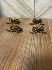 Vintage Christmas Brass Holly Leaf And Berries Napkin Rings