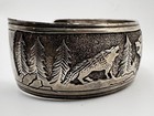 Vtg Authentic Lorenzo Jackson Navajo Silver Storyteller Bear Wolf Bracelet Cuff