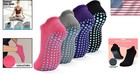 4 Pairs Womens Non Slip Grip Socks Yoga Pilates Gripper Ankle Socks Size 5 12