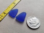 Genuine Beach Sea Glass Surf Tumbled Cobalt Blue Frosted Ocean Two Small V08