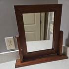 Vintage Wooden Swivel Vanity Dresser Mirror Tabletop Tilting Mirror