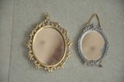 2 Pc Vintage Brass   Antimony Engraved Handcrafted Vanity Mirrors