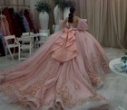Glitter Bow For Quinceanera Dress Satin Detachable Bow Sweet 15 16 Pink Dresses