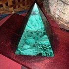 Malachite Pyramid With Brass Detail From Zaire   11 7 Oz