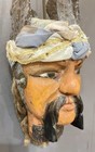 Large Antique 19th Century Italian Hand Carved Wood Polychrome Puppet Head