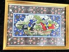 Vintage Persian Khatam Miniature Painted Tile Riders On Horses Equestrian Art