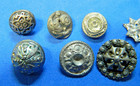 Lot Of 12 Dimi Small Pewter white Metal Decorated Buttons Antique