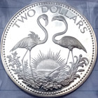 1974 F mint  Bahamas  2 Dollar Proof  Silver 925      Sterling  0 8862 Asw  Pr
