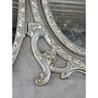 Vintage Large Syroco Tri-fold White Vanity Dresser Mirror Flowers And Bows