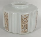 Rare White Glass Art Deco Ceiling Lamp Shade Gold Scroll  Stencil Antique