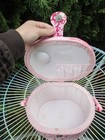 Pink White Floral Fabric Sewing Basket