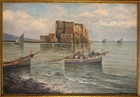 Antique Lazzaro Pasini Neapolitan Oil Painting Naples Seascape Signed Framed Art