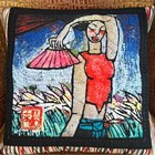 Mekong Quilts Fair-trade Textile  Folk Art Inspired  2 Quilted Pillow Covers