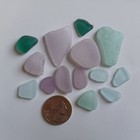 Surf Tumbled Sea Glass Jq  14 Pieces  Pastels  Purple  Teal  Aqua  Seafoam  Nyc 