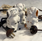 3 Alec-tri-pup Deco Era Ceramic Dog Outlet W original Plugs     Novelty Electic