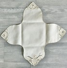 2 Pieces Beige Color Embroidery Bread Roll Basket Cover Cutwork Fabric Polyester
