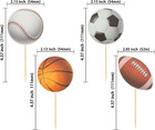 36 Pack Sports Cupcake Toppers Baseball Rugby Cupcake Picks Basketball Toothpick