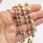 Diamond-cut Cross Rosary Crucifix Necklace 14k Tri-color Gold-plated Silver 925