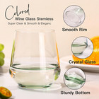 Stemless Wine Glasses Set Of 6 - Hand Blown Colored Short Wine Tumblers - 17 Oz 