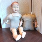 Uh Oh   Creepy Antique Dolls Aged  Rough Composition   Cloth For Parts Halloween