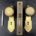 Brass Yale Classon Pattern Tudor Deco Glass Doorknob Hardware 1 Of 20 Sets