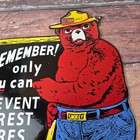 Vintage Forest Service Sign - Remember  Smokey Bear Prevent Gas Porcelain Sign