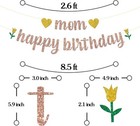 Rose Gold Glitter Mom Happy Birthday Banner - Mother s Party 