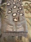 Cat   Jack Girls  Knit Scarf With Cat Design   Pockets     Gray Leopard Print