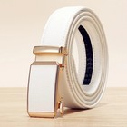 Genuine Leather Mens Ratchet Belt Belts For Men Adjustable Automatic Buckle