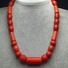 Antique Authentic African Red Glass Beaded Necklace