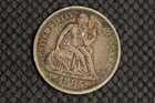 Love Token Charm -  - 1885 Seated Liberty Dime - Engraved 3d Scene 1425