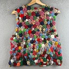 Vintage Handmade Vintage Yo-yo Quilt Vest Multicolored Patchwork Folk Art Top