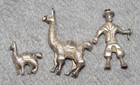 Sterling Silver Peru - 2 Llamas   Alpacas   Peruvian Man Figurines - 40 Grams
