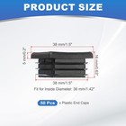 1-1 2 Inch Plastic Tubing End Caps  50 Pcs Square Hole Plug Insert  Black