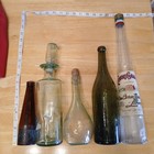 Lot Of 5 Vintage Wine Whiskey   Beer Bottles     Mixed Styles  Decor display