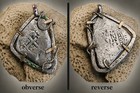 Authentic Spanish-colonial 8-reales Silver Shipwreck Cob Coin In Gemstone Bezel