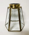 Vintage Brass   Beveled Clear Glass Shades Ceiling Fan Light Fixture Steam Punk