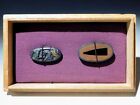 Fine Carving Carp Waterfall Shakudo Fuchi kashira Edo Original Tsuba Antique