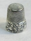Antique Sterling Silver Grape Vine Thimble   Simons Brothers   1907 Patent
